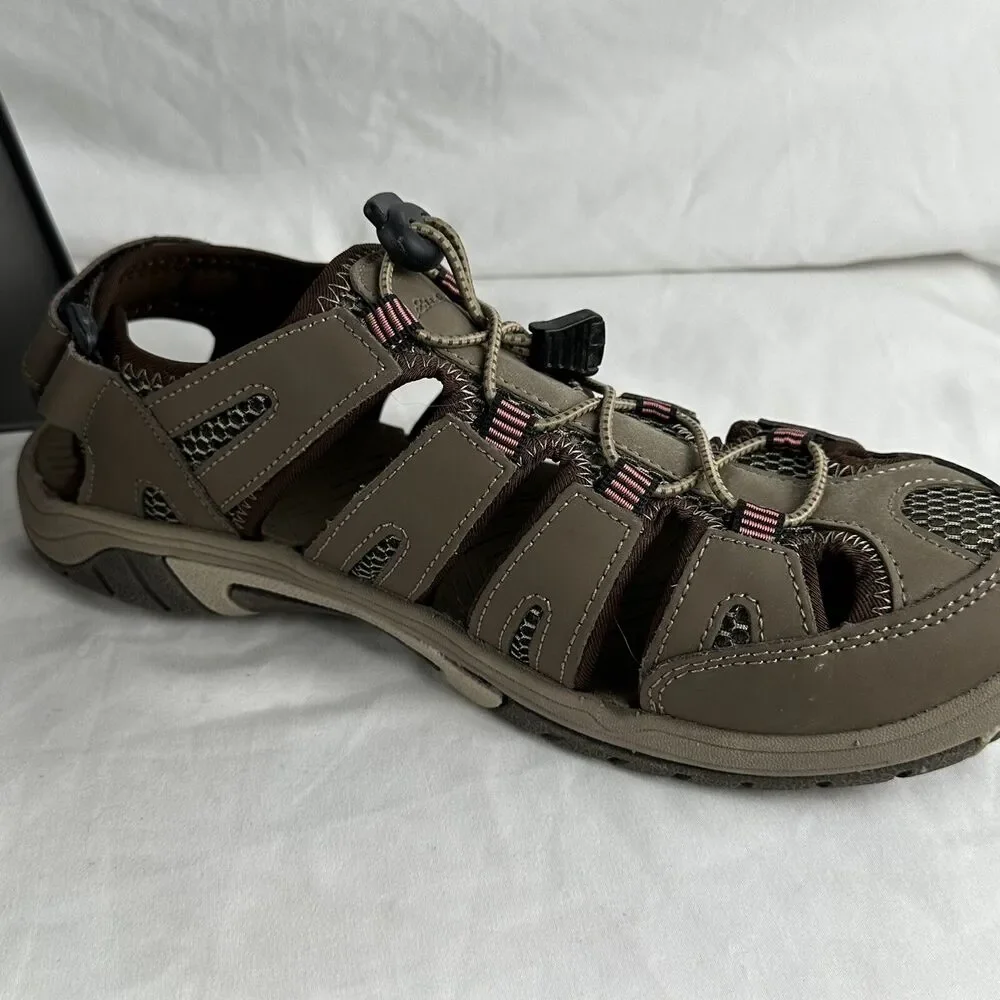 Eddie Bauer Womens Leather Sandals Hiking Walking Sport Blakely Brown Tan Pink 9
